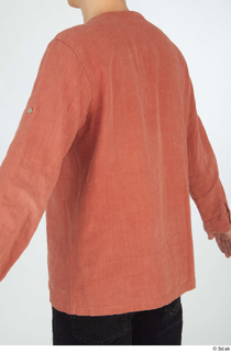 Brett casual dressed orange linen shirt upper body 0004.jpg